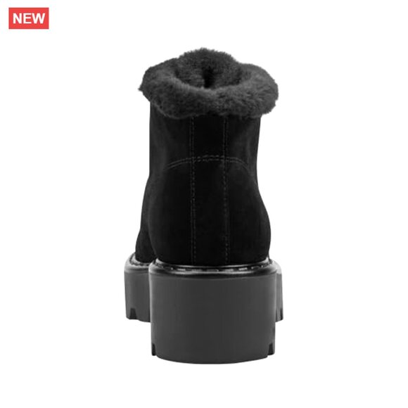 Suede Ankle Boots Lace-Up Lug Sole Heeled Casual Shoes Size 8 - Picture 3 of 6